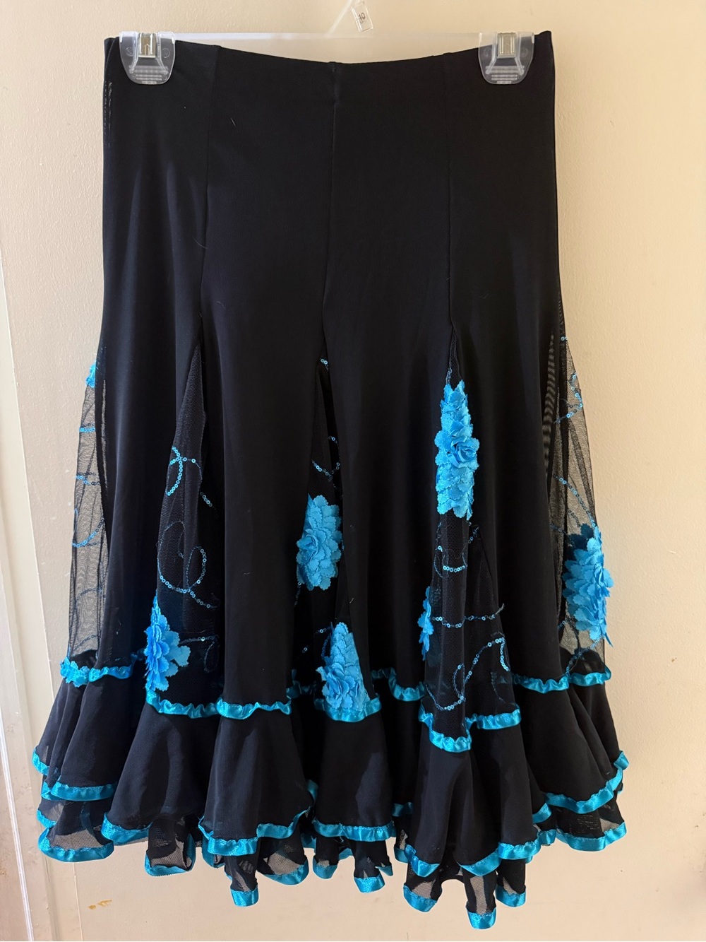 Floral Lace and sequin Ruffled dance Skirt